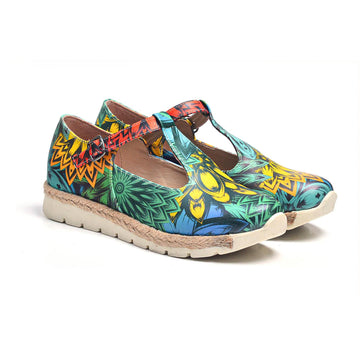 Kadın Vegan Deri Sneaker Ayakkabı - Renkli Desenler Model - KYD111