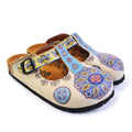 Blue & Beige Pattern Clogs CAL1503 (737755922528)