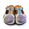 Blue & Beige Pattern Clogs CAL1503 (737755922528)