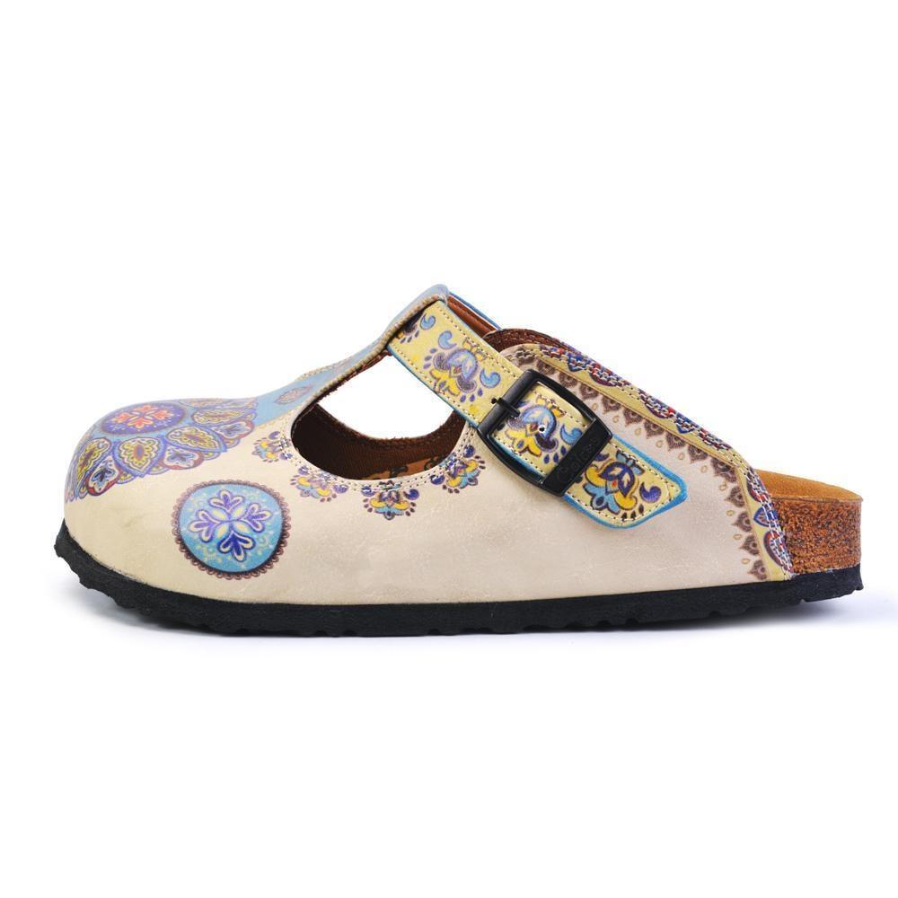 Blue & Beige Pattern Clogs CAL1503 (737755922528)