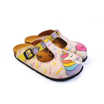 White & Pink Unicorn Heart T-Strap Mule CAL1507 (774933610592)