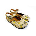 Beige, Green Leaf and Yellow Lemon Patterned and Yellow Butterflys Clogs - CAL1606 (774941671520)