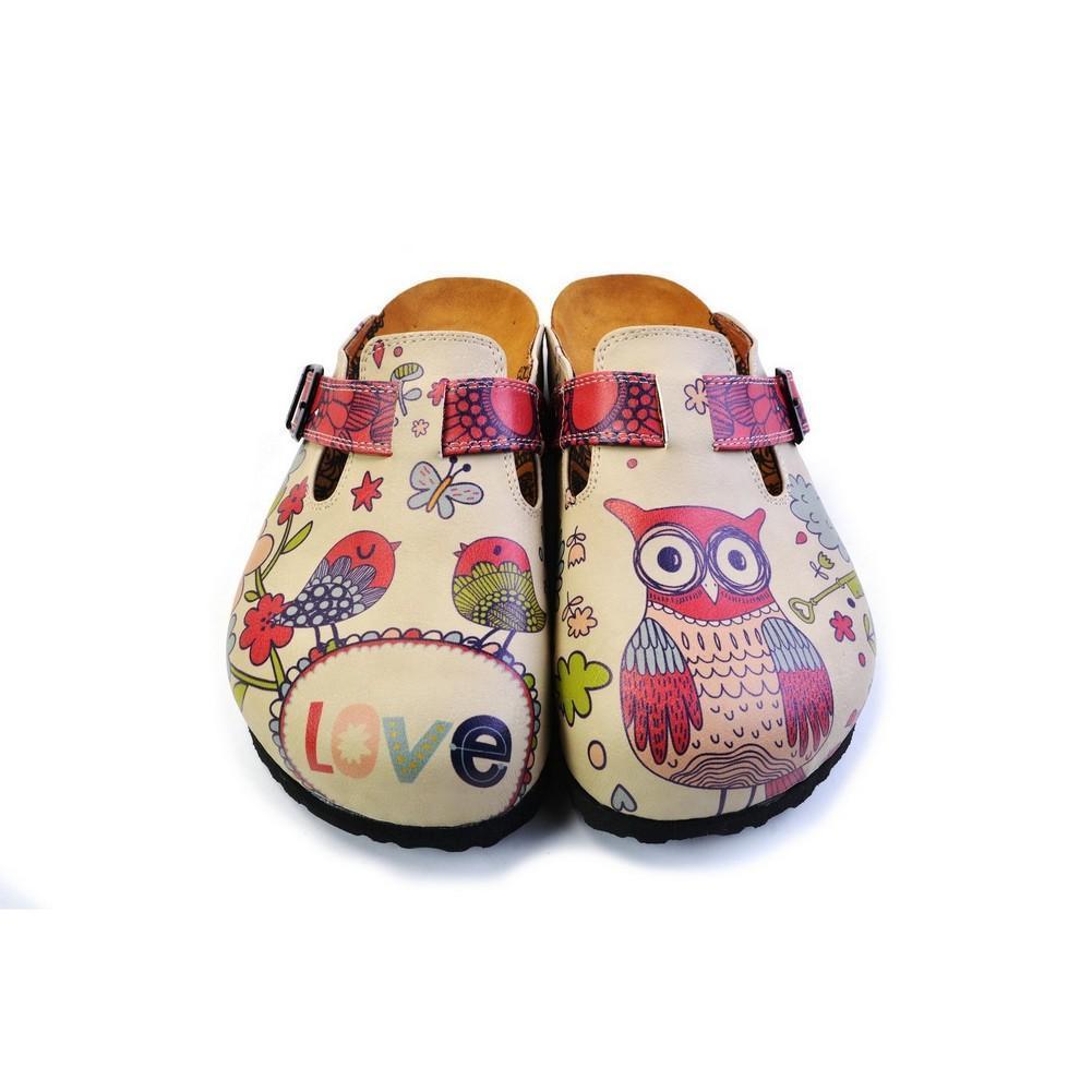 White & Pink Love Owl Slip-On Mule CAL374 (774935773280)