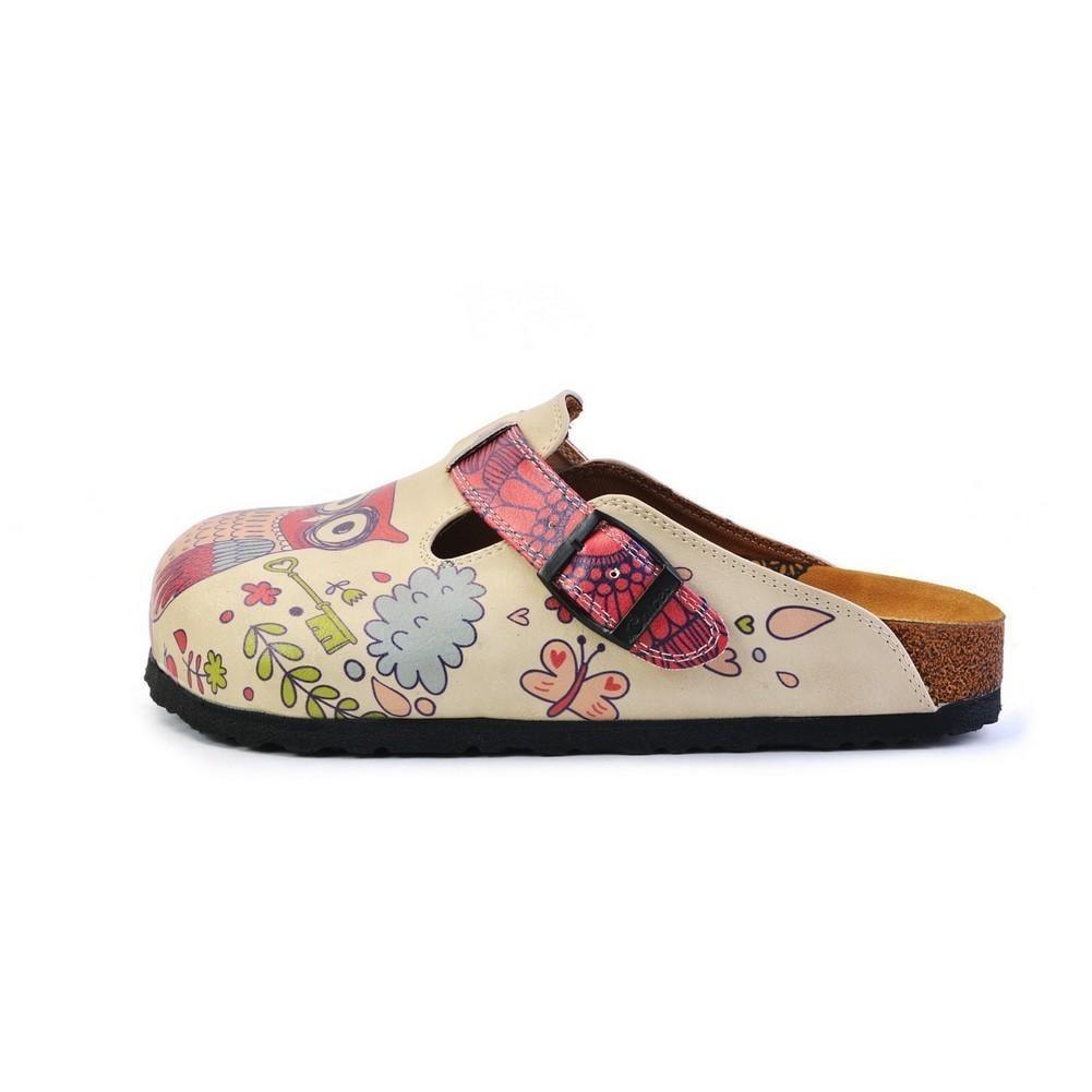 White & Pink Love Owl Slip-On Mule CAL374 (774935773280)