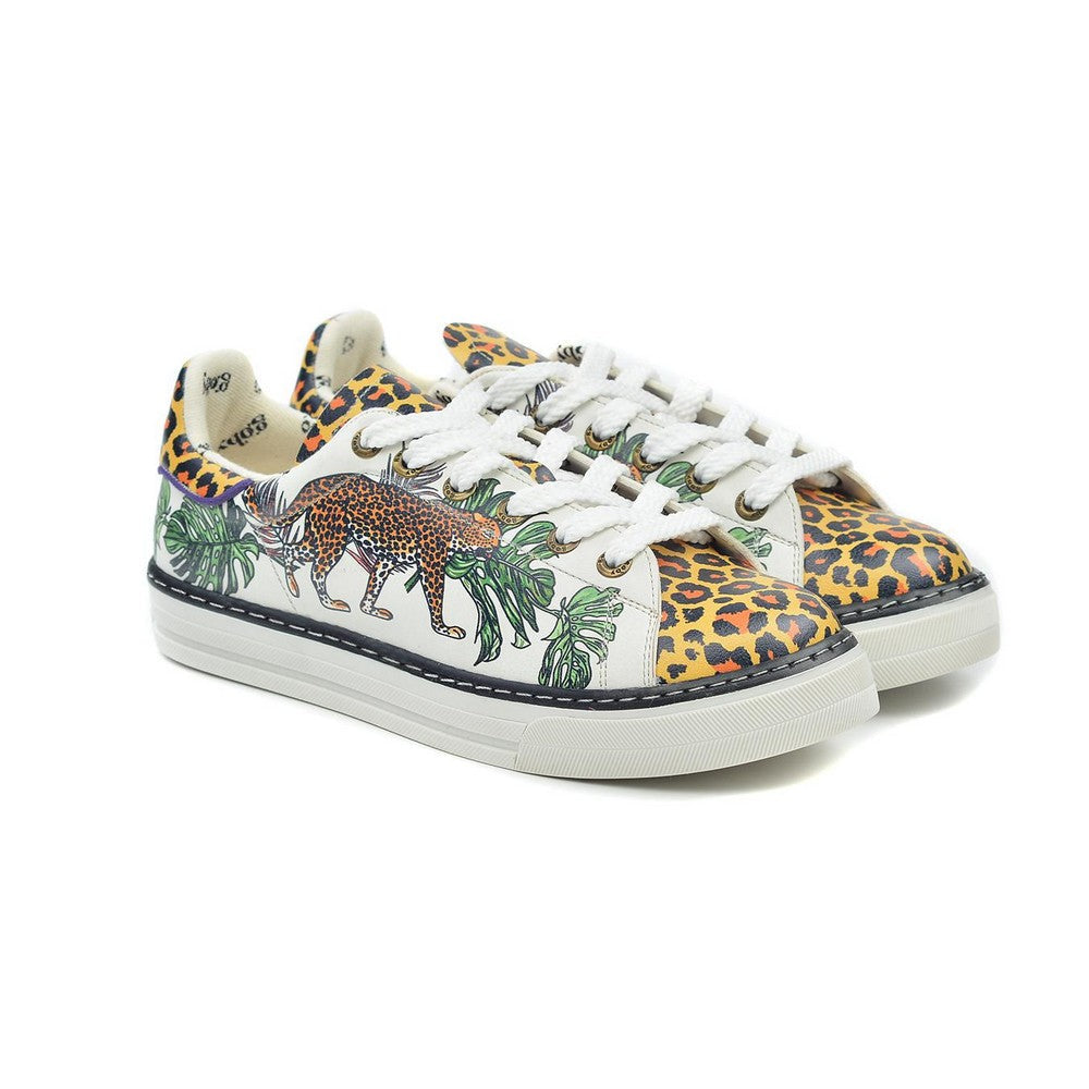 Kadın Vegan Deri Sneaker Ayakkabı - Leopar Model - GSS104