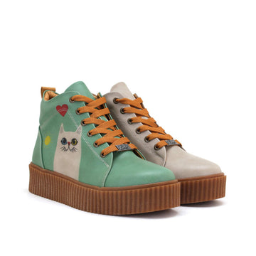 Kadın Vegan Deri Bej Kısa Bot PNN103