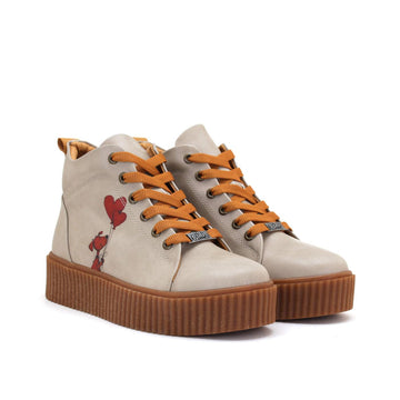 Kadın Vegan Deri Bej Kısa Bot PNN105