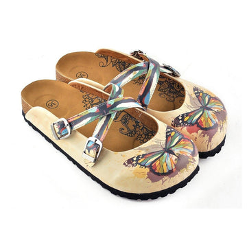 Tan Rainbow Butterfly Clogs WCAL119 (737673609312)