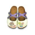 Purple & White Cross-Strap Clogs WCAL124 (737673314400)