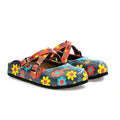 Blue Floral Cross-Strap Clogs WCAL129 (737673085024)