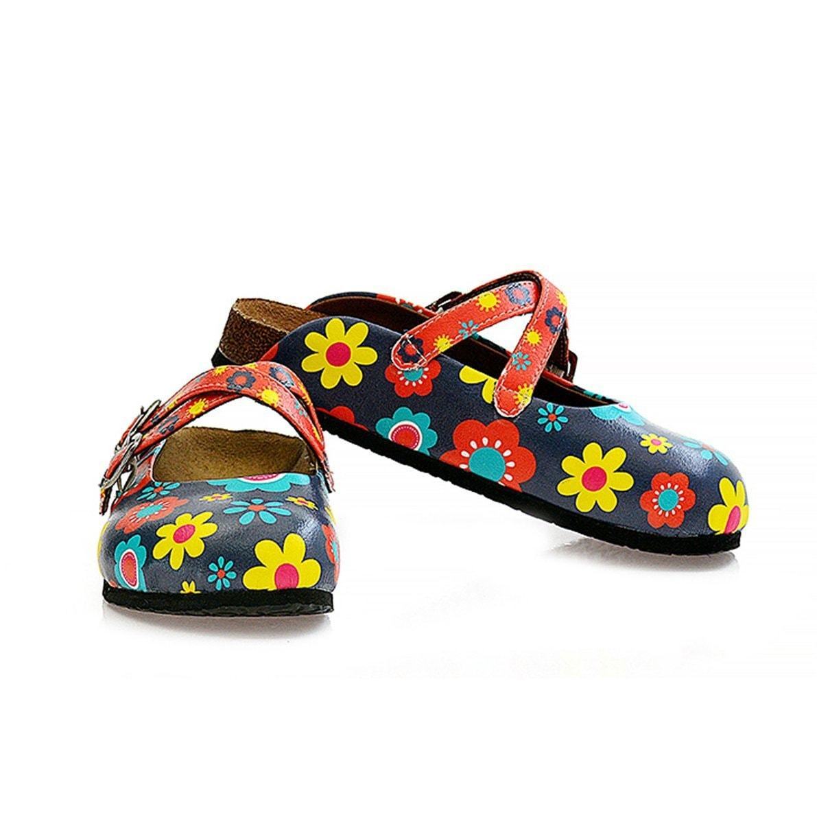 Blue Floral Cross-Strap Clogs WCAL129 (737673085024)