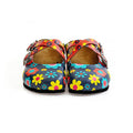 Blue Floral Cross-Strap Clogs WCAL129 (737673085024)