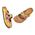 Yellow & Red Peace Sign Cross-Strap Clogs WCAL134 (737672822880)