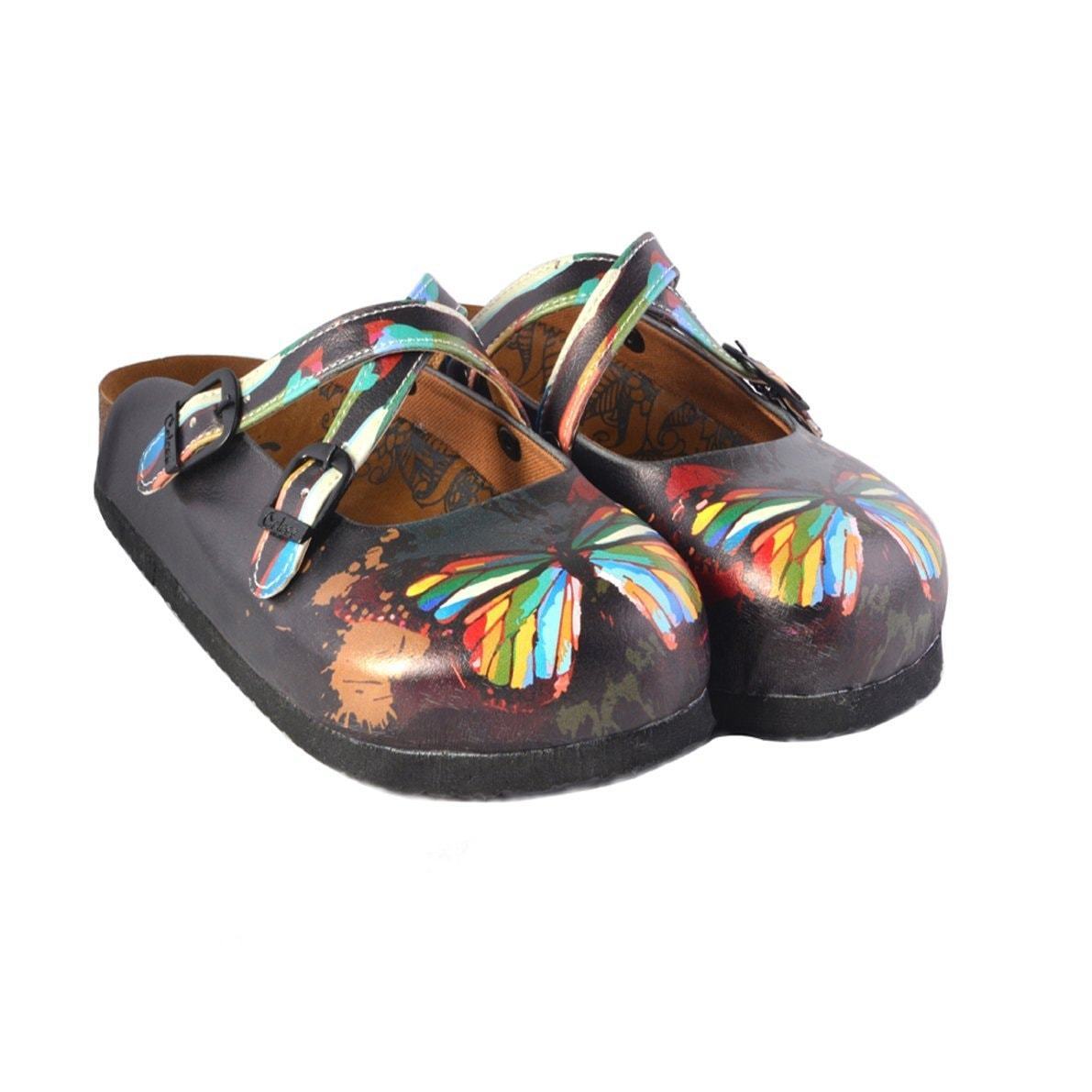 Charcoal & Red Butterfly Clogs WCAL158 (737670824032)