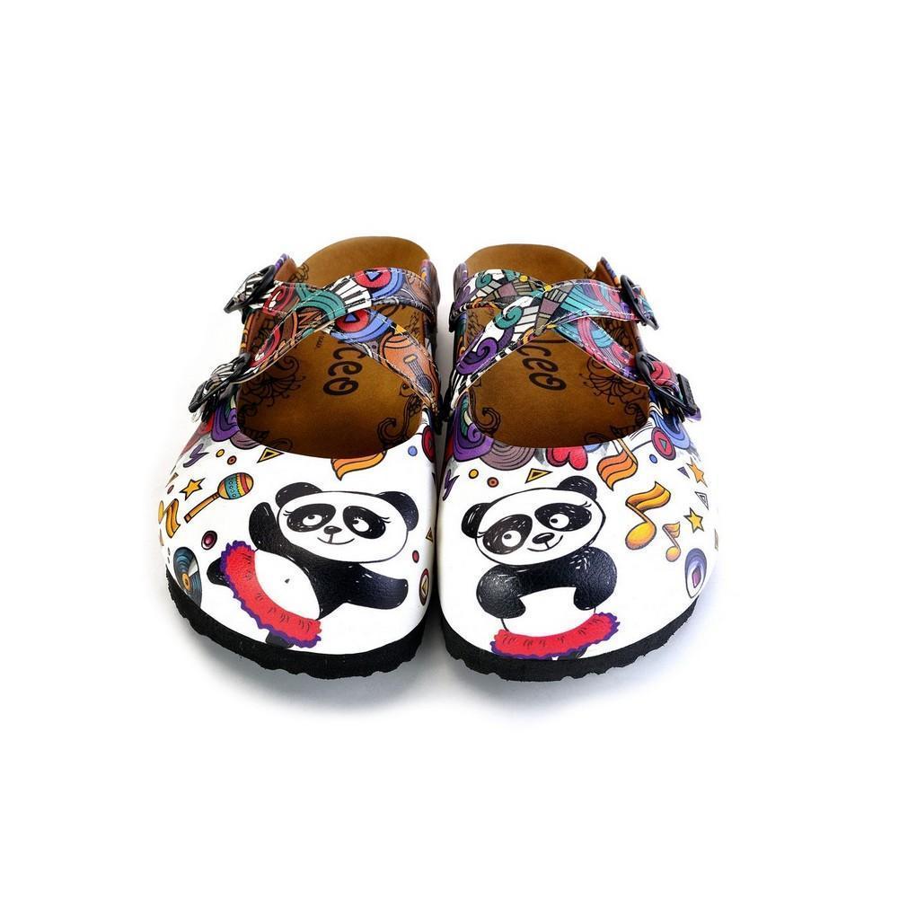 Colorful Moving and Mixed Patterned and White Dancing Panda Patterned Clogs - WCAL176 (774938493024)